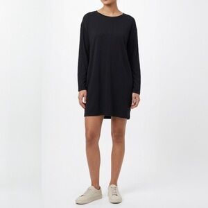 TENTREE Tunic Dress S Black Tencel Mini Crew Neck Long Sleeve T-Shirt 2026 Style
